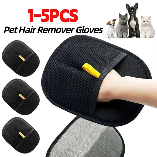 CozyClaw™ pet deshedding glove brush in black – hero product shot on white background